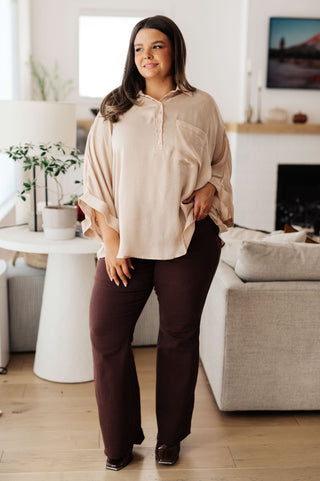 Andree By Unit In Your Thoughts Oversized Dolman Sleeve Top in Champagne
