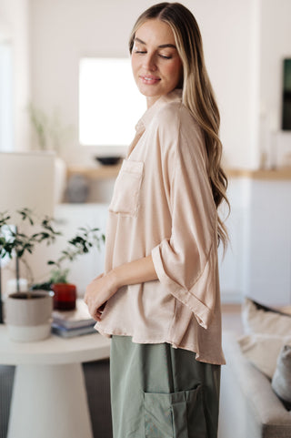 Andree By Unit In Your Thoughts Oversized Dolman Sleeve Top in Champagne