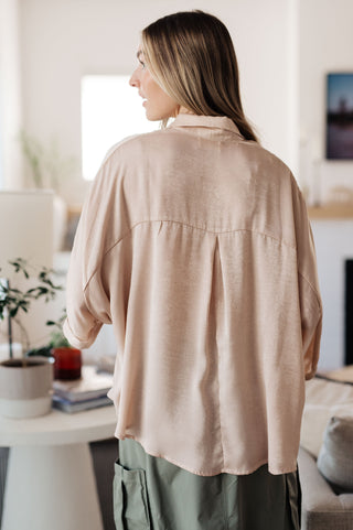 Andree By Unit In Your Thoughts Oversized Dolman Sleeve Top in Champagne