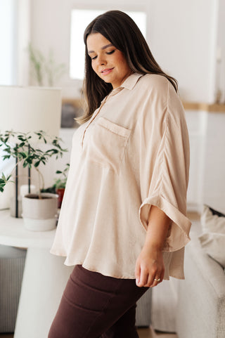 Andree By Unit In Your Thoughts Oversized Dolman Sleeve Top in Champagne