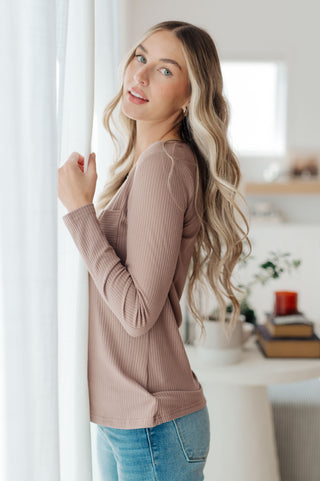 One Eleven North Indeed You Do Long Sleeve V-Neck Top