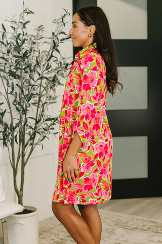 Dear Scarlett Inspire Collared Dress in Pink Blossom