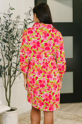 Dear Scarlett Inspire Collared Dress in Pink Blossom