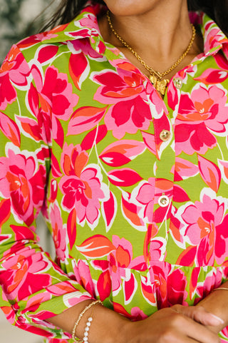 Dear Scarlett Inspire Collared Dress in Pink Blossom