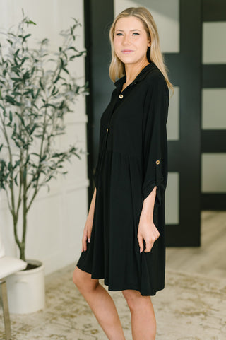 Dear Scarlett Inspire Collared Neck Dress in Black