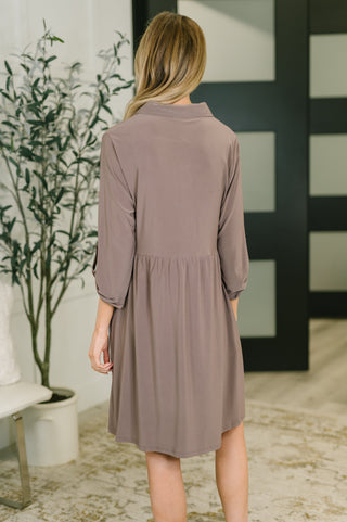 Dear Scarlett Inspire Collared Neck Dress in Mocha