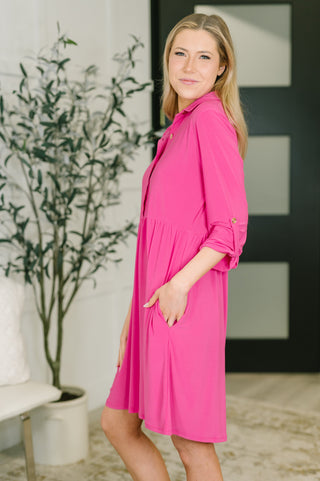Dear Scarlett Inspire Collared Neck Dress in Runway Pink