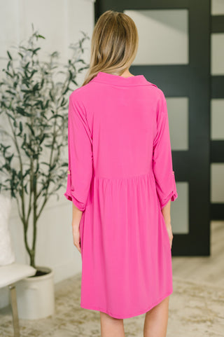 Dear Scarlett Inspire Collared Neck Dress in Runway Pink