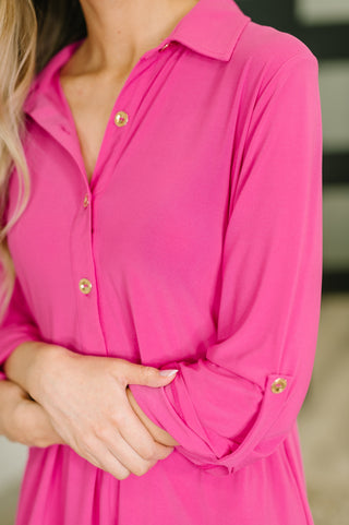 Dear Scarlett Inspire Collared Neck Dress in Runway Pink