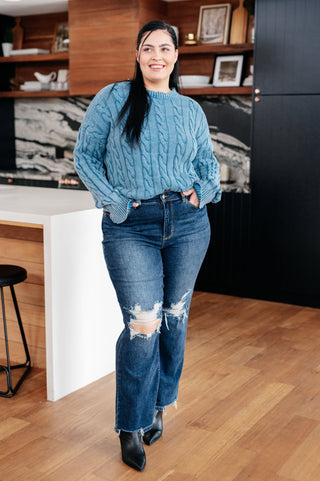 7th Ray In the Right Direction Cable Knit Sweater