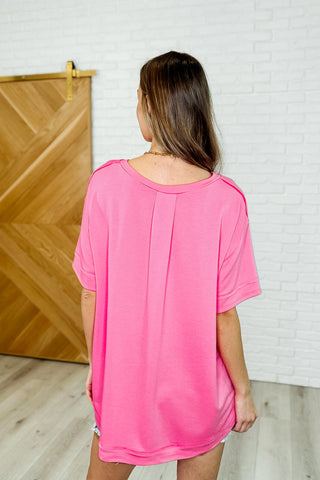 Andree By Unit In the Rotation Exposed Seam Tee in Hot Pink