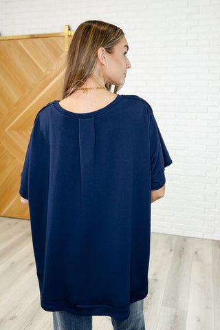 Andree By Unit In the Rotation Exposed Seam Tee in Navy