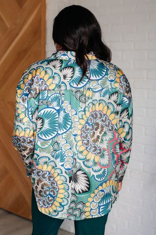 Jodifl In the Willows Button Up Blouse in Teal Paisley