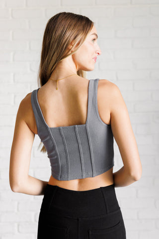 Rae Mode It's All About the Balance Twill Square Neck Crop Top in Titanium