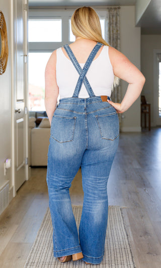 Judy Blue Izzy Control Top Retro Flare Overalls - Exclusive
