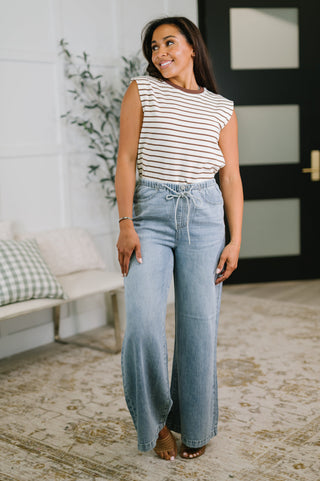 Judy Blue Monica High Waist Palazzo Featherweight with Drawcord - Exclusive