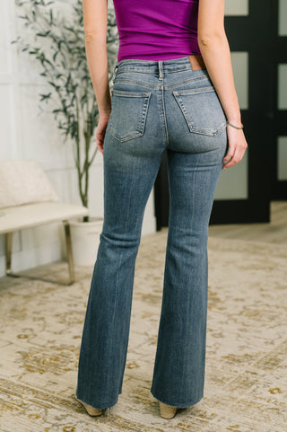 Judy Blue Jackie Mid Rise Flare Jean with Front Flap Pockets - Exclusive
