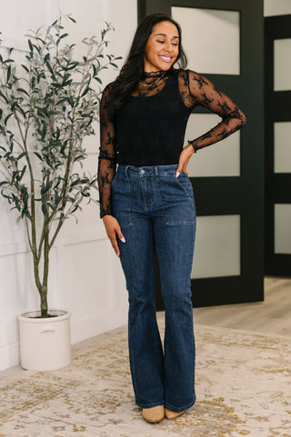 Judy Blue Jada High Waist Flare with Patch Pockets - Exclusive