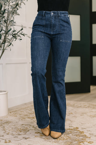 Judy Blue Jada High Waist Flare with Patch Pockets - Exclusive