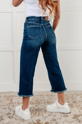 Judy Blue Janice High Rise Button Fly Wide Leg Crop Jeans - Exclusive