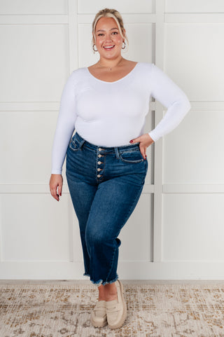 Judy Blue Janice High Rise Button Fly Wide Leg Crop Jeans - Exclusive