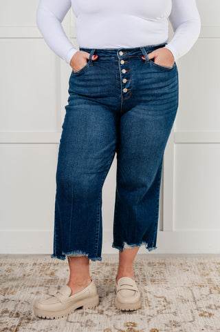 Judy Blue Janice High Rise Button Fly Wide Leg Crop Jeans - Exclusive