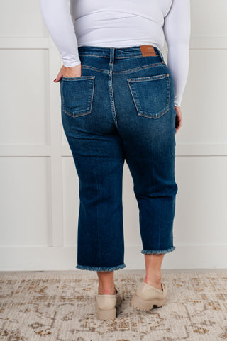 Judy Blue Janice High Rise Button Fly Wide Leg Crop Jeans - Exclusive