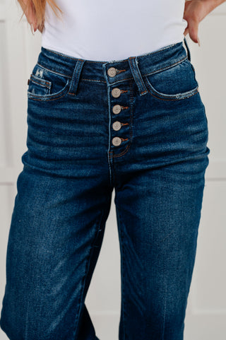 Judy Blue Janice High Rise Button Fly Wide Leg Crop Jeans - Exclusive