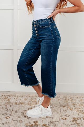Judy Blue Janice High Rise Button Fly Wide Leg Crop Jeans - Exclusive