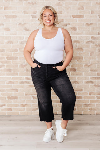 Judy Blue Ryan High Rise Button Fly Wide Leg Crop Jeans - Exclusive