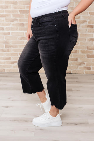 Judy Blue Ryan High Rise Button Fly Wide Leg Crop Jeans - Exclusive