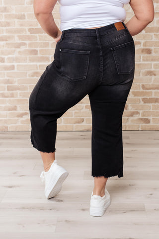 Judy Blue Ryan High Rise Button Fly Wide Leg Crop Jeans - Exclusive