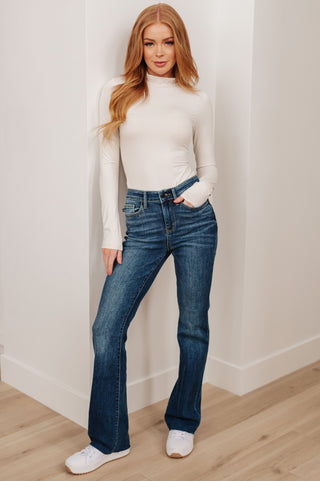Judy Blue Josephine Mid Rise Raw Hem Bootcut Jeans - Exclusive