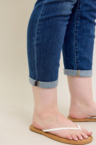 Judy Blue Basic Mid-Rise Cuffed Slim Denim Jeans 82428