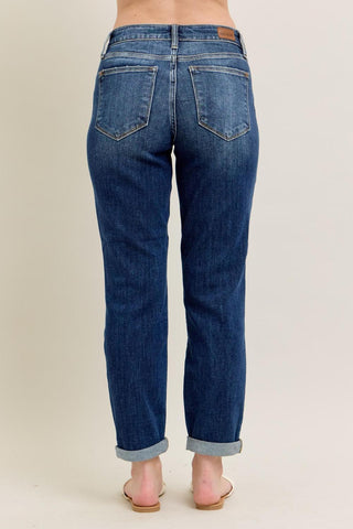 Judy Blue Basic Mid-Rise Cuffed Slim Denim Jeans 82428