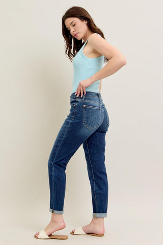 Judy Blue Basic Mid-Rise Cuffed Slim Denim Jeans 82428