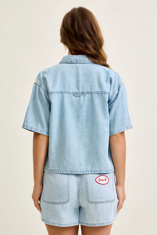 Judy Blue Boxy Featherweight Denim Shirt 5809