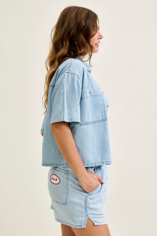 Judy Blue Boxy Featherweight Denim Shirt 5809