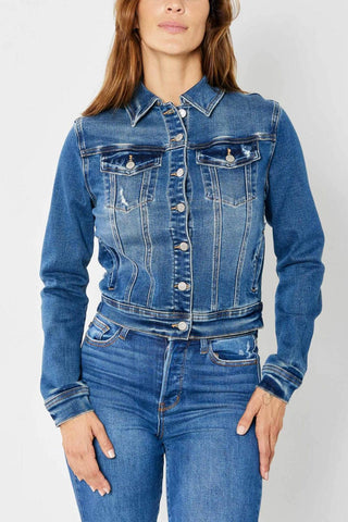 Judy Blue Classic Destroy Denim Jacket 7859