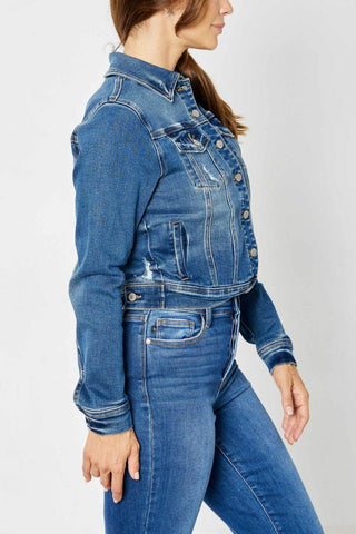 Judy Blue Classic Destroy Denim Jacket 7859