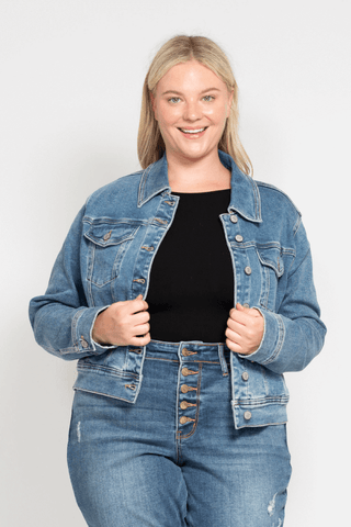 Judy Blue Classic Vintage Wash Denim Jacket 7877