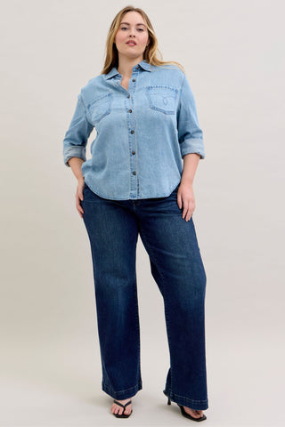 Judy Blue Denim Shirt with Western Styling 5808