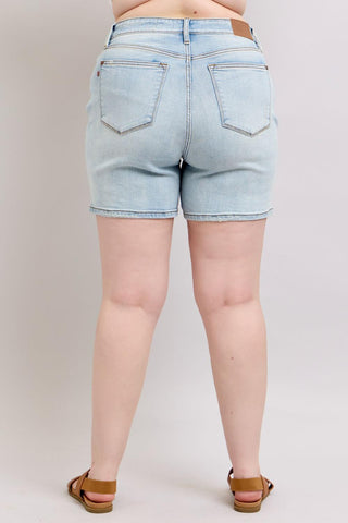 Judy Blue High Rise 2 Button Mid Length Dad Denim Short 152100