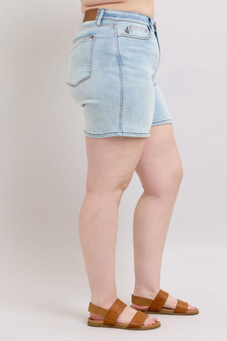 Judy Blue High Rise 2 Button Mid Length Dad Denim Short 152100