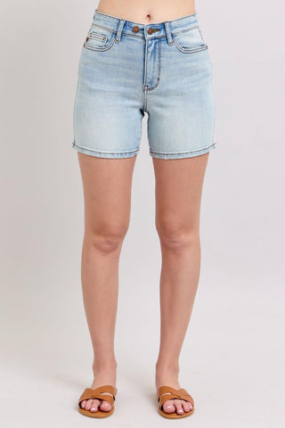 Judy Blue High Rise 2 Button Mid Length Dad Denim Short 152100