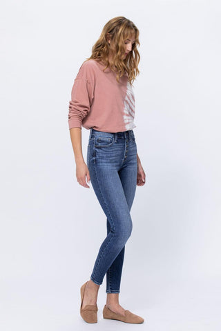 Judy Blue High Rise Button Fly Skinny Denim Jeans 82319