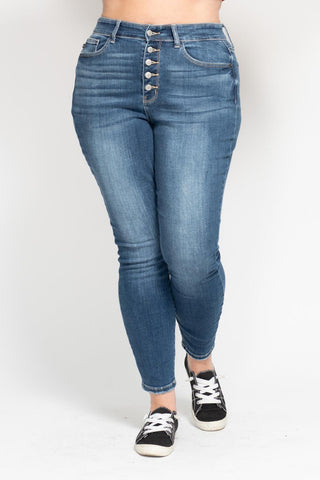Judy Blue High Rise Button Fly Skinny Denim Jeans 82319