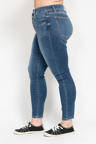 Judy Blue High Rise Button Fly Skinny Denim Jeans 82319