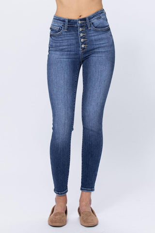 Judy Blue High Rise Button Fly Skinny Denim Jeans 82319