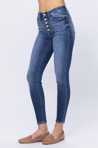 Judy Blue High Rise Button Fly Skinny Denim Jeans 82319
